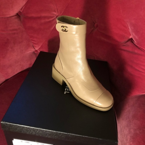 Chanel Size 35  Short Bootie Beige gently used